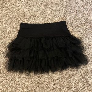 Girls Black Ruffle Skort